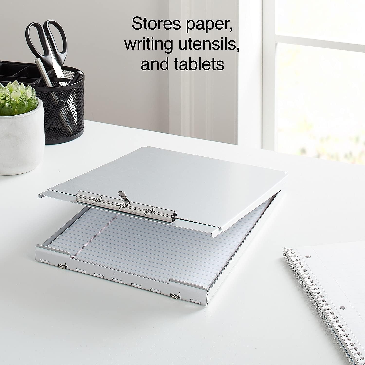 image:imageStaples Aluminum Storage Clipboard Letter Size Silver HeavyDuty Clipboard with Storage
