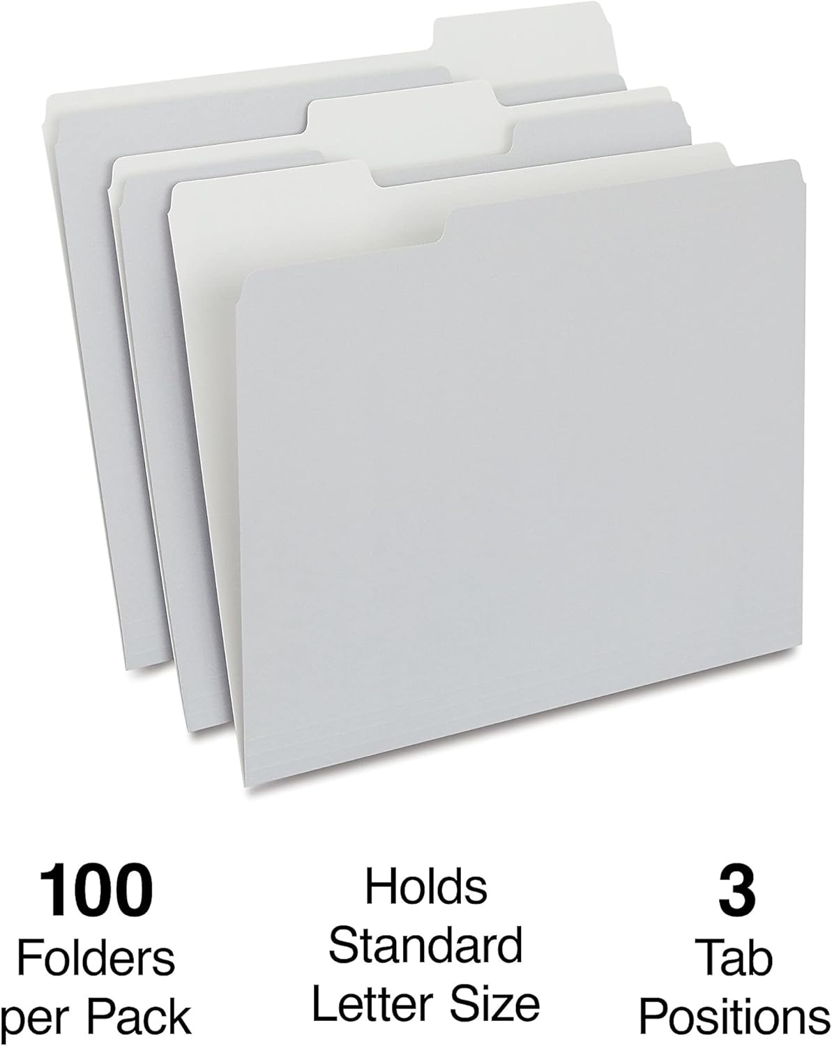 image:imageStaples File Folders Letter Size 13Cut Tabs Assorted Colors Durable 105Point Paper Stock 100PackGray