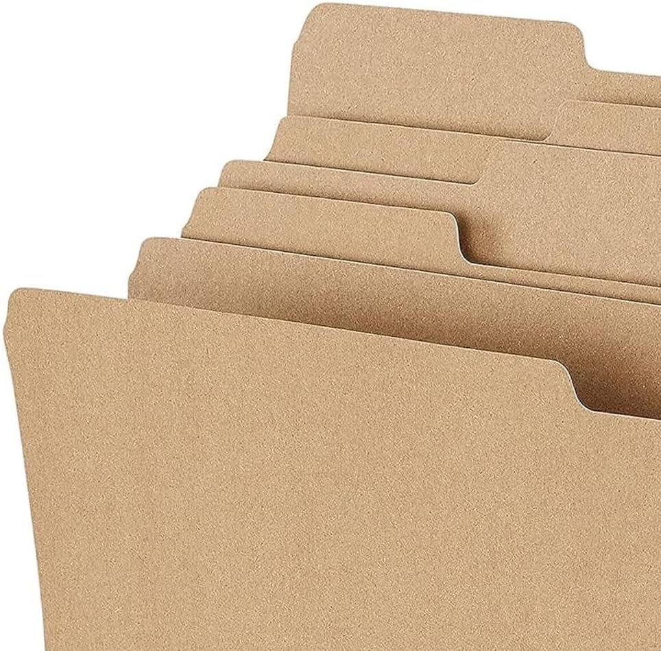 image:imageStaples File Folders Letter Size 13Cut Tabs Assorted Colors Durable 105Point Paper Stock 100PackKraft