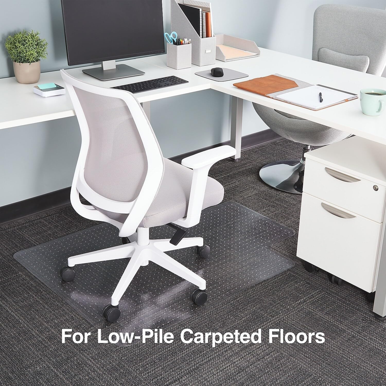 image:imageStaples Office Chair Mat Clear Floor Mats with Lip MediumPile Carpets Extended UnderDesk Coverage 45 x 53 Inch Smooth Glide36 x 48