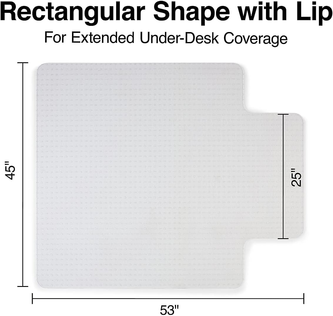 image:imageStaples Office Chair Mat Clear Floor Mats with Lip MediumPile Carpets Extended UnderDesk Coverage 45 x 53 Inch Smooth Glide45 x 53