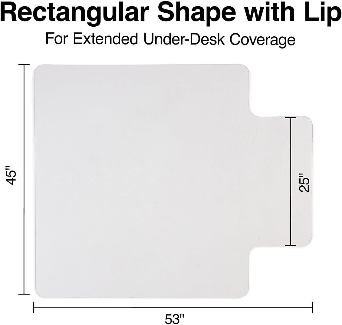 image:imageStaples Office Chair Mat Clear Floor Mats with Lip MediumPile Carpets Extended UnderDesk Coverage 45 x 53 Inch Smooth Glide45 x 53