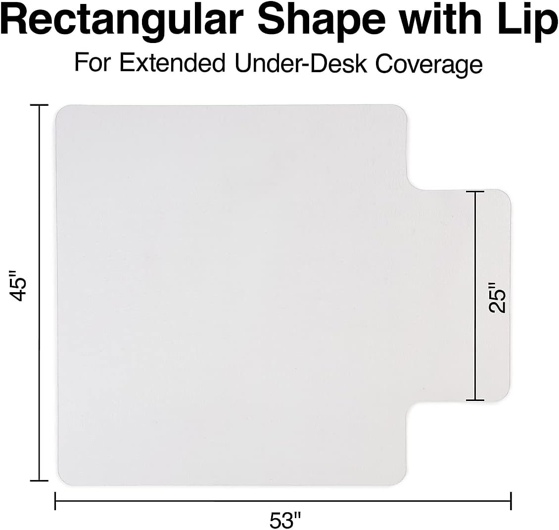 image:imageStaples Office Chair Mat Clear Floor Mats with Lip MediumPile Carpets Extended UnderDesk Coverage 45 x 53 Inch Smooth Glide45 x 53