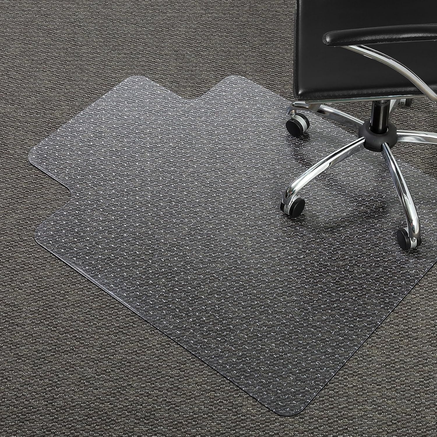 image:imageStaples Office Chair Mat Clear Floor Mats with Lip MediumPile Carpets Extended UnderDesk Coverage 45 x 53 Inch Smooth Glide45 x 53