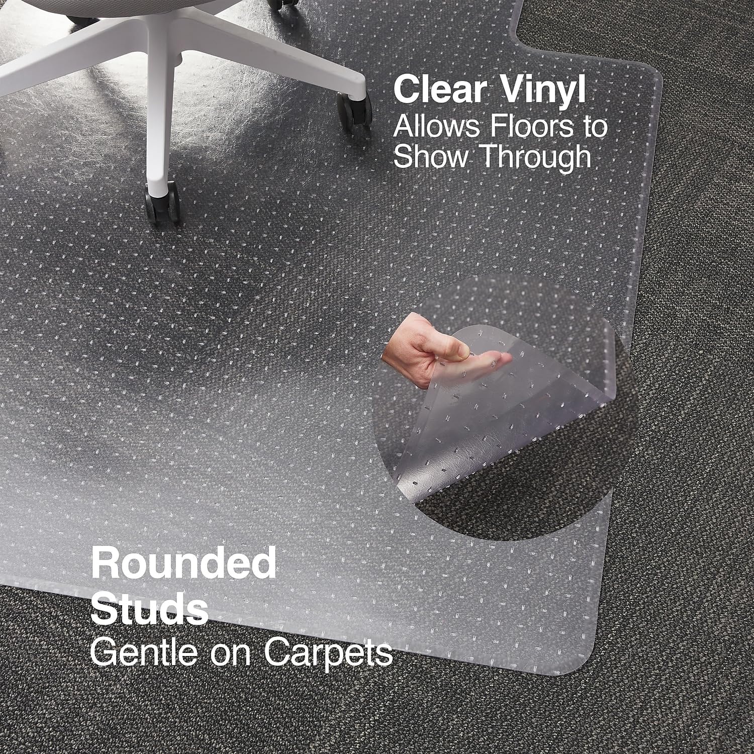 image:imageStaples Office Chair Mat Clear Floor Mats with Lip MediumPile Carpets Extended UnderDesk Coverage 45 x 53 Inch Smooth Glide46 x 60