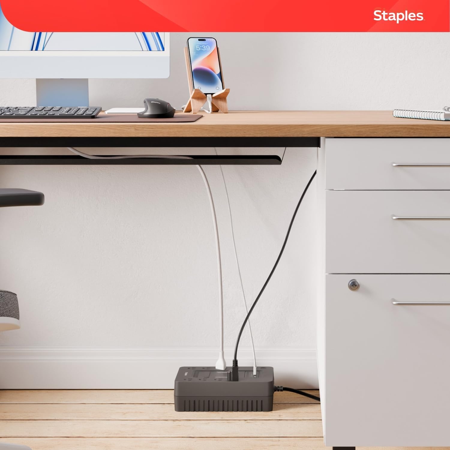 image:imageStaples TECH 650VA UPS Battery Backup with 8 Outlets Standby Power Supply amp Surge Protection for Computers Routers amp Home Office Electronics Black