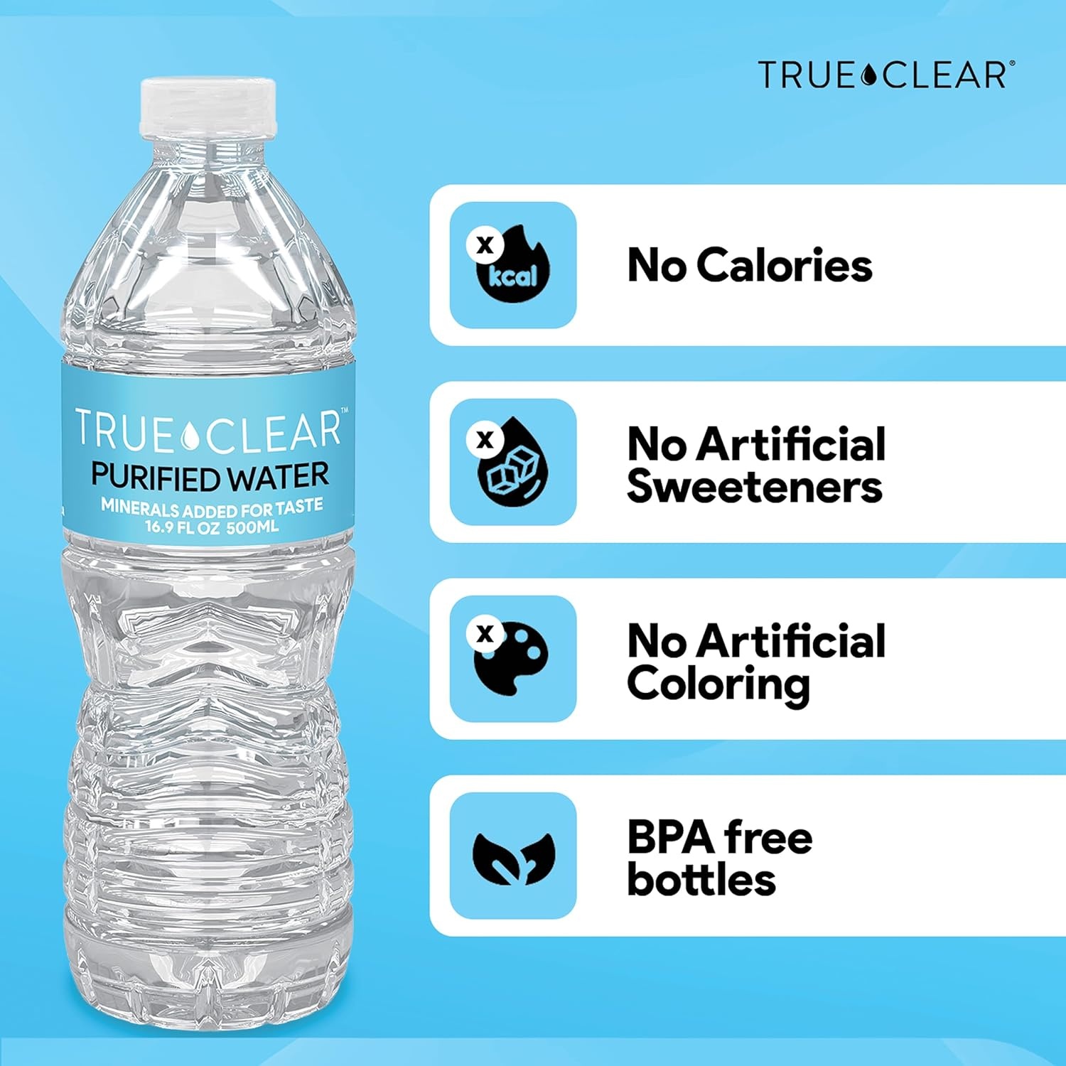 image:imageStaples True Clear Purified Drinking Water 8 fl oz Bottles 24Pack BPAFree Recyclable Bottles for Lunches Travel Sports and Office Breakrooms169 Fl Oz Pack of 24