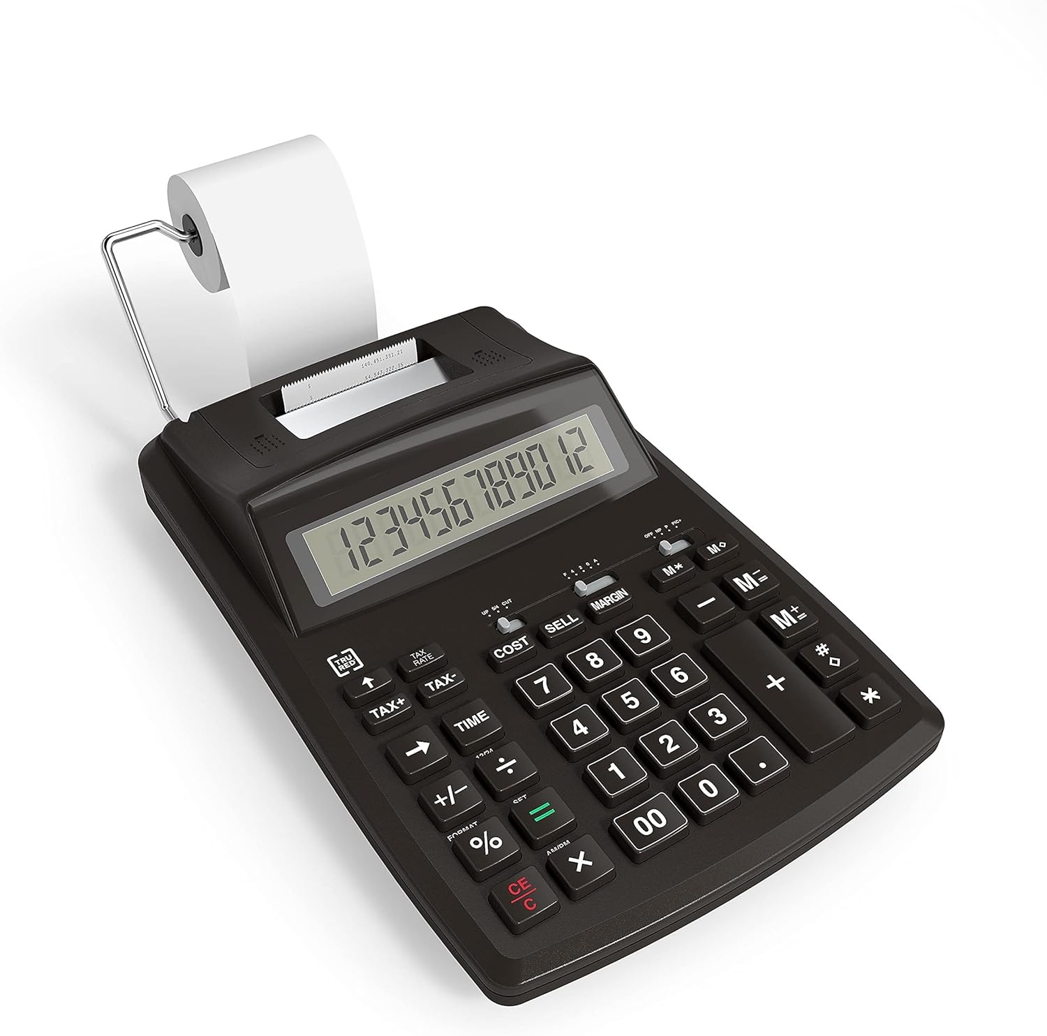image:imageTRU RED 12Digit Desktop Printing Calculator Black Paper Tape Printing Large Display Office Accounting amp Business Use