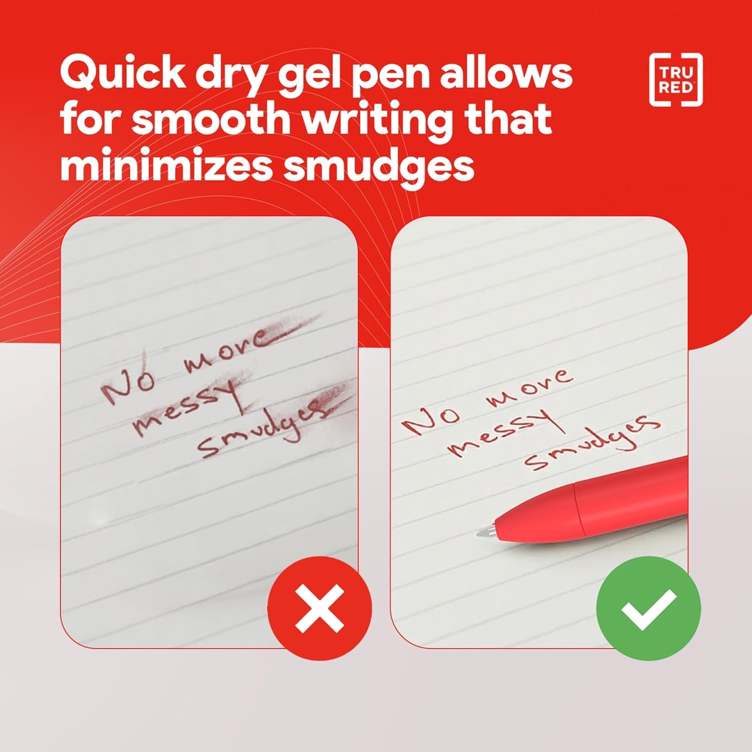image:imageTRU RED Retractable Gel Pens Medium Point 07mm Black Ink 12 Pack QuickDry Pens for NoSmear Notes amp Office WritingAssorted