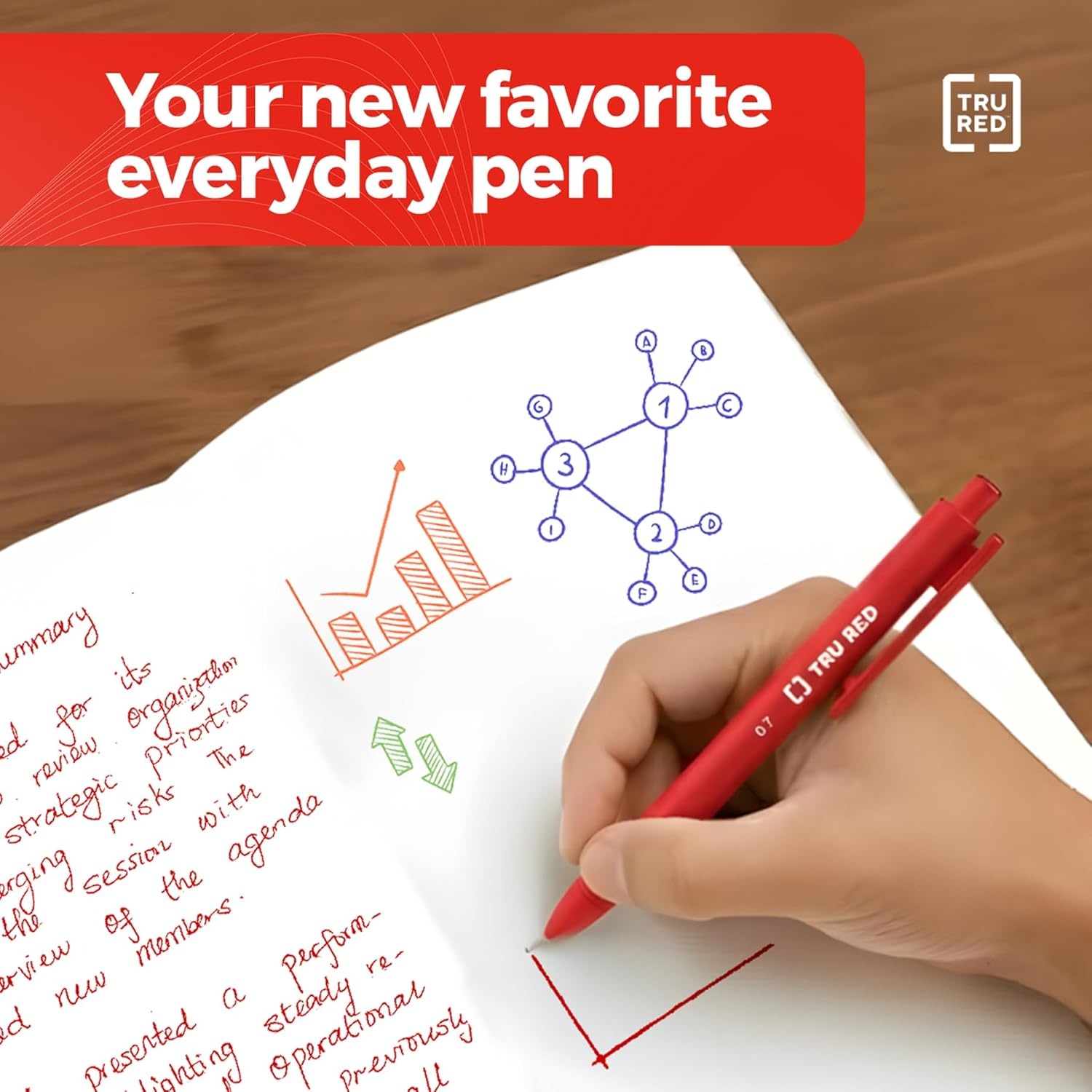 image:imageTRU RED Retractable Gel Pens Medium Point 07mm Black Ink 12 Pack QuickDry Pens for NoSmear Notes amp Office WritingAssorted