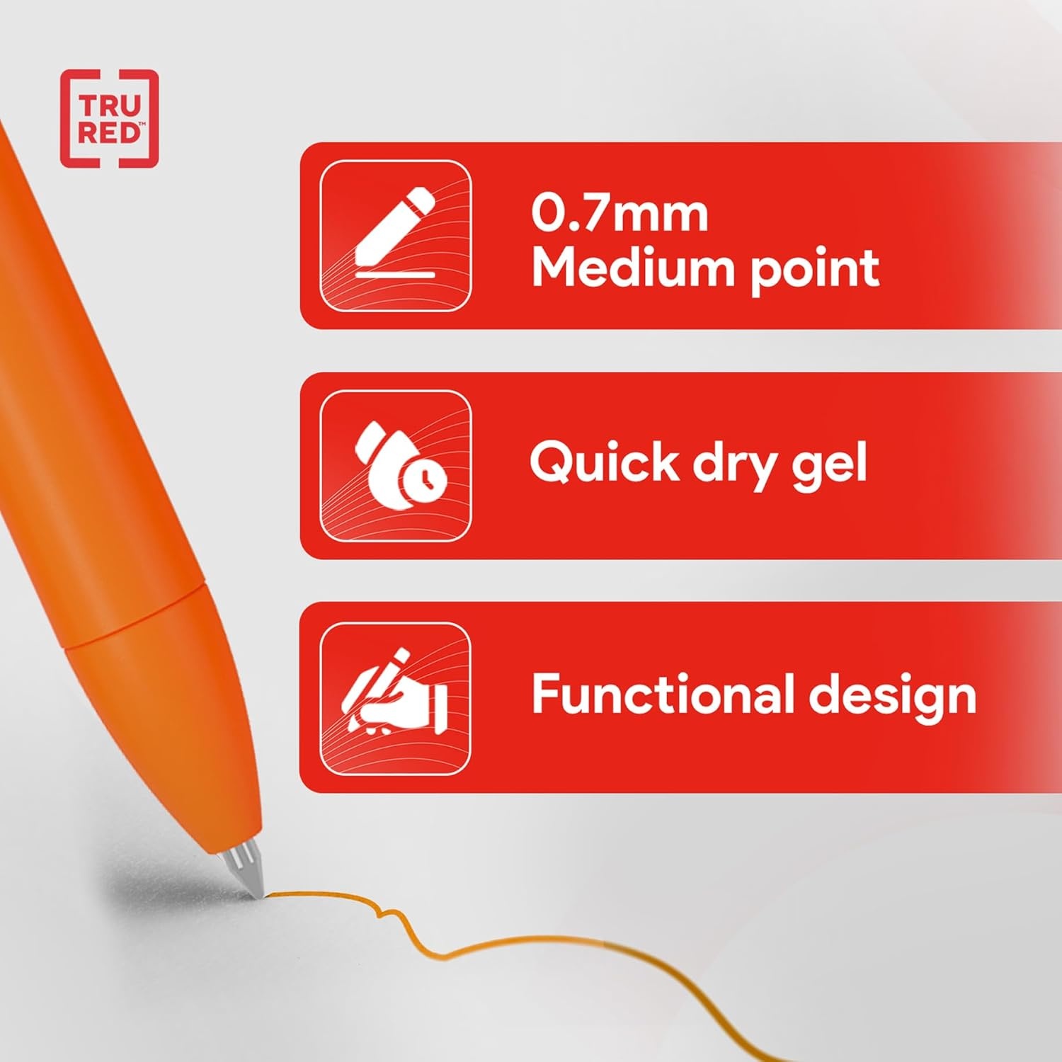 image:imageTRU RED Retractable Gel Pens Medium Point 07mm Black Ink 12 Pack QuickDry Pens for NoSmear Notes amp Office WritingAssorted