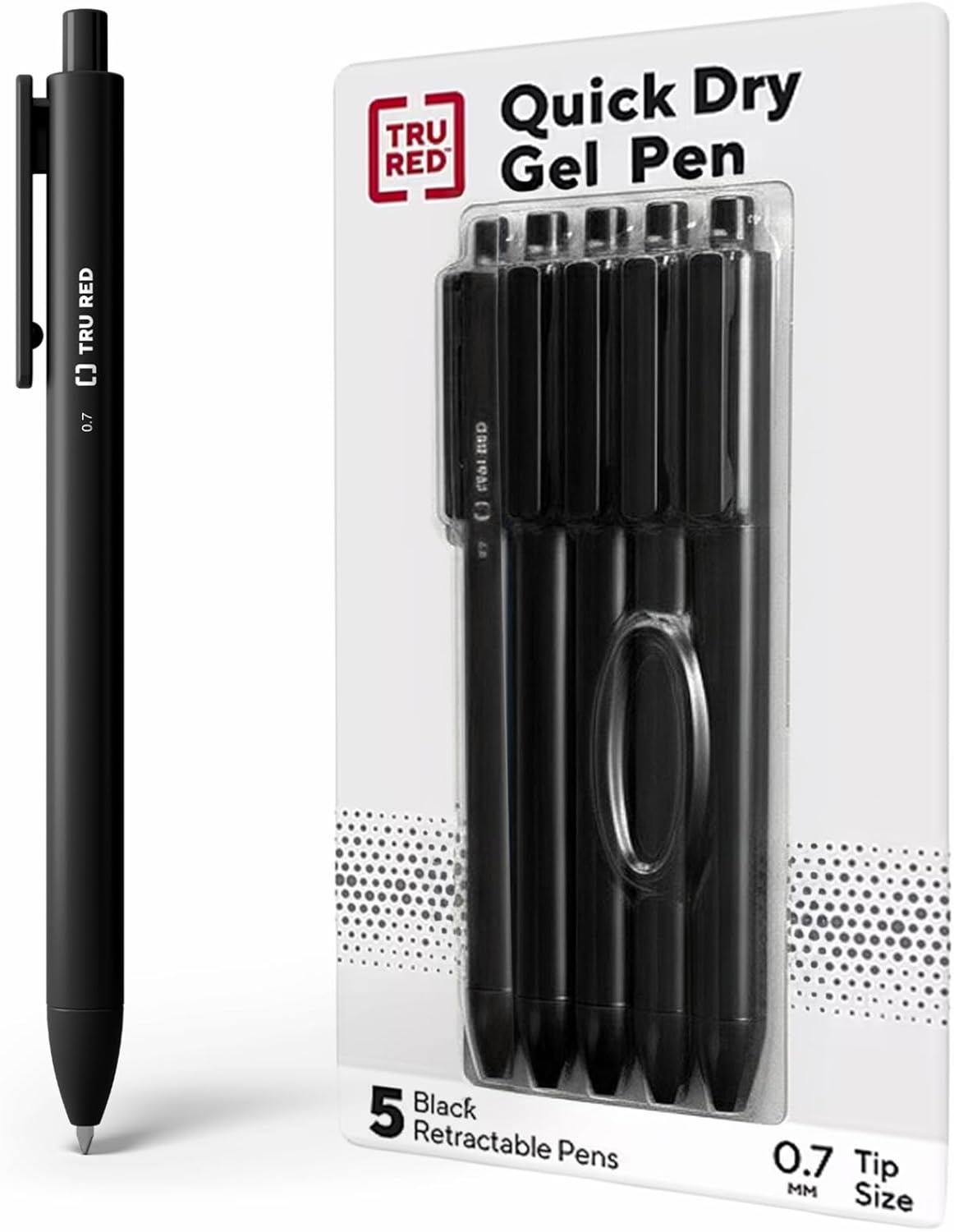 image:imageTRU RED Retractable Gel Pens Medium Point 07mm Black Ink 12 Pack QuickDry Pens for NoSmear Notes amp Office WritingBlack