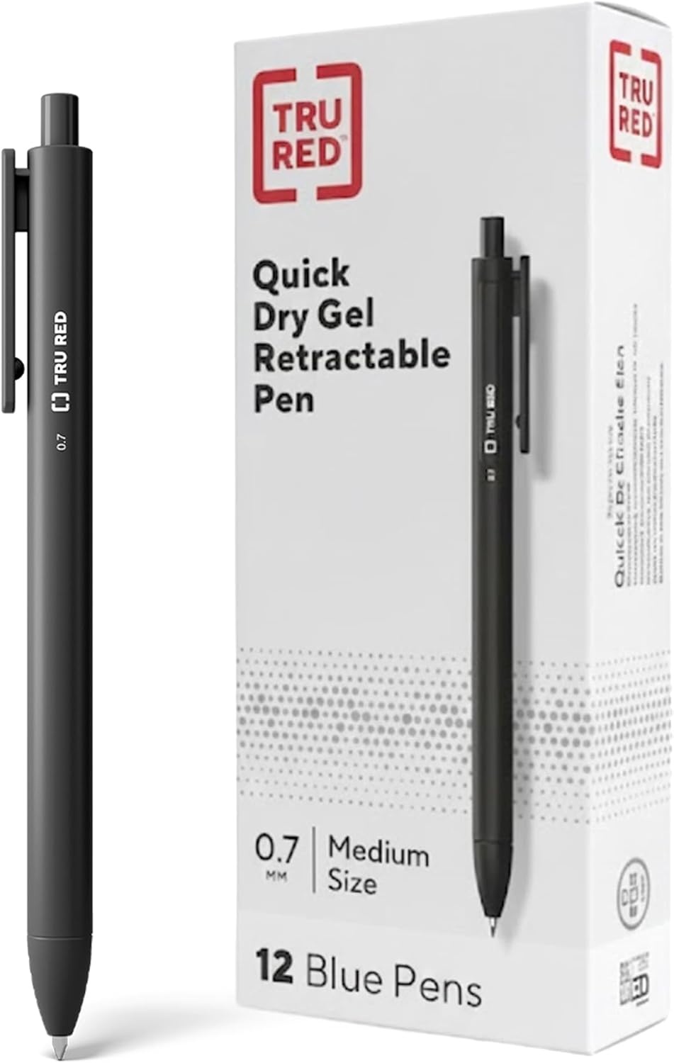 image:imageTRU RED Retractable Gel Pens Medium Point 07mm Black Ink 12 Pack QuickDry Pens for NoSmear Notes amp Office WritingBlack