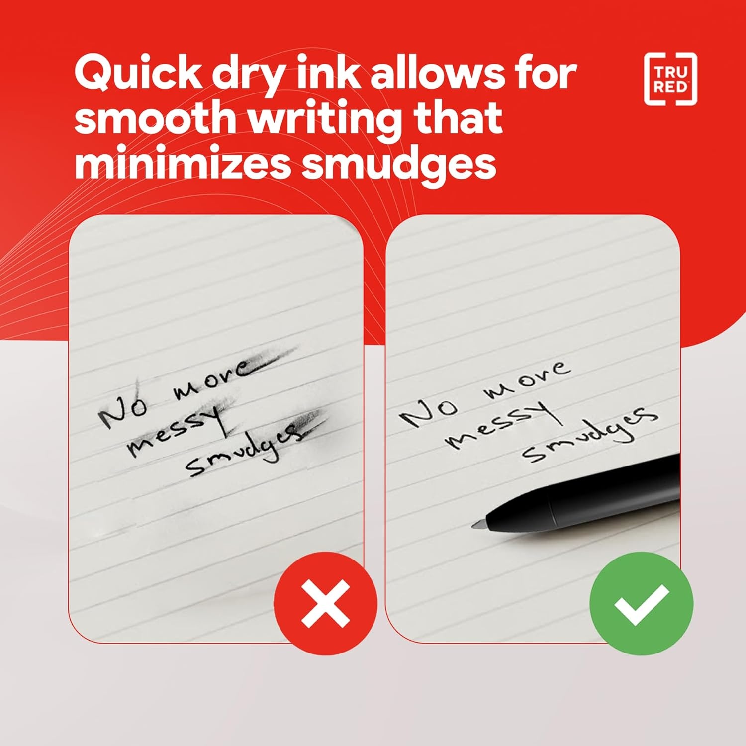 image:imageTRU RED Retractable Gel Pens Medium Point 07mm Black Ink 12 Pack QuickDry Pens for NoSmear Notes amp Office WritingBlack