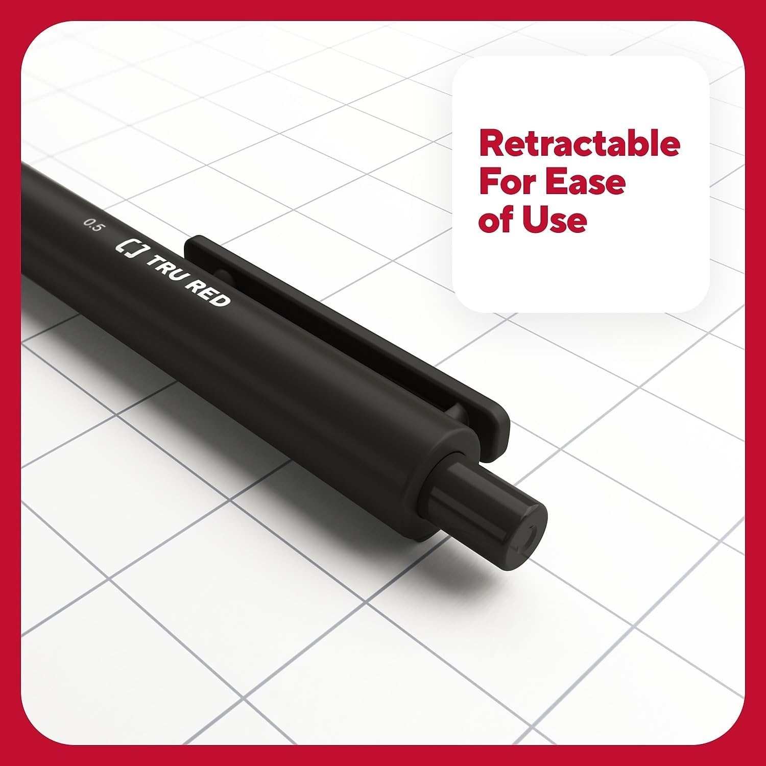 image:imageTRU RED Retractable Gel Pens Medium Point 07mm Black Ink 12 Pack QuickDry Pens for NoSmear Notes amp Office WritingBlack