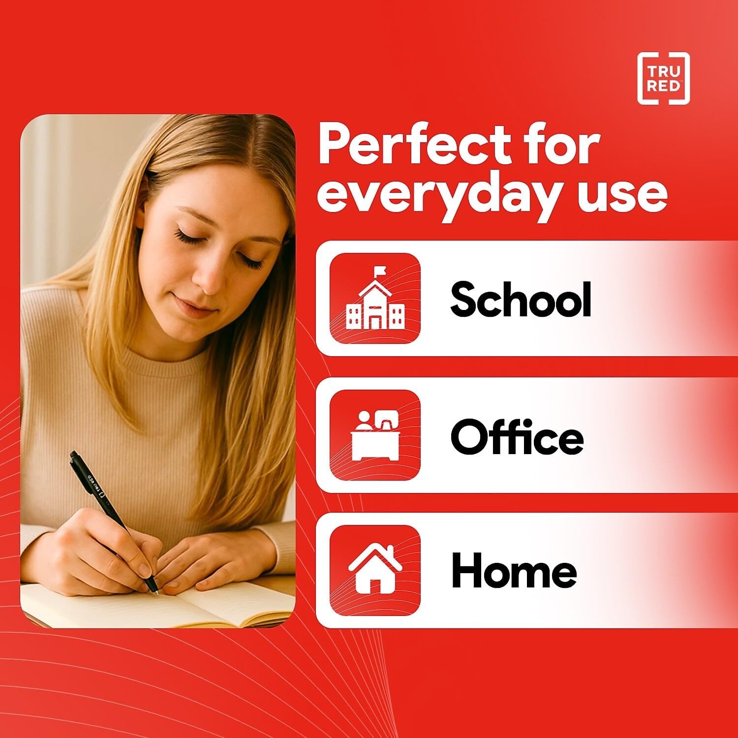 image:imageTRU RED Retractable Gel Pens Medium Point 07mm Black Ink 12 Pack QuickDry Pens for NoSmear Notes amp Office WritingBlack