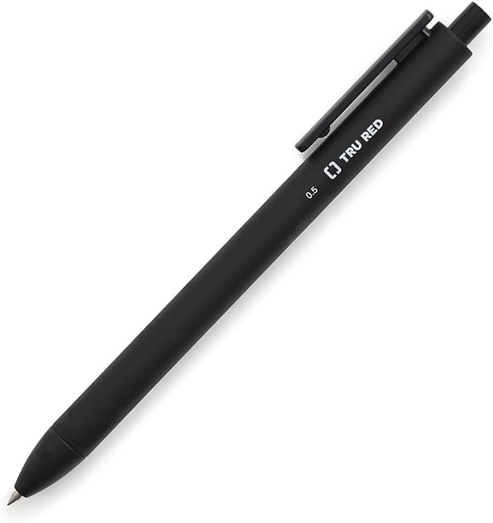 image:imageTRU RED Retractable Gel Pens Medium Point 07mm Black Ink 12 Pack QuickDry Pens for NoSmear Notes amp Office WritingBlack
