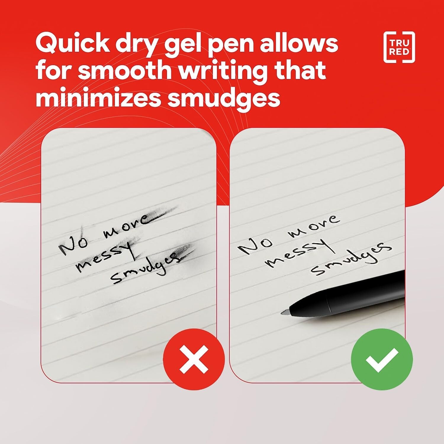 image:imageTRU RED Retractable Gel Pens Medium Point 07mm Black Ink 12 Pack QuickDry Pens for NoSmear Notes amp Office WritingBlack