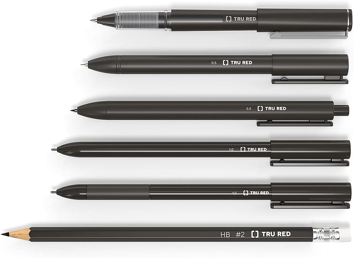 image:imageTRU RED Retractable Gel Pens Medium Point 07mm Black Ink 24 Pack QuickDry Pens for Office amp Classroom Stocking