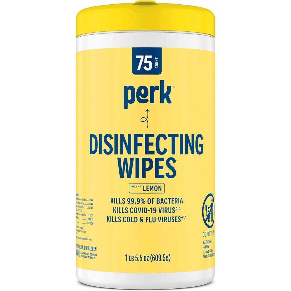 image:imagePerk Disinfecting Wipes Fresh Scent 75 WipesCanister 6Pack MultiSurface Cleaning Wipes for Home Office amp Classroom1 Count Pack of 1