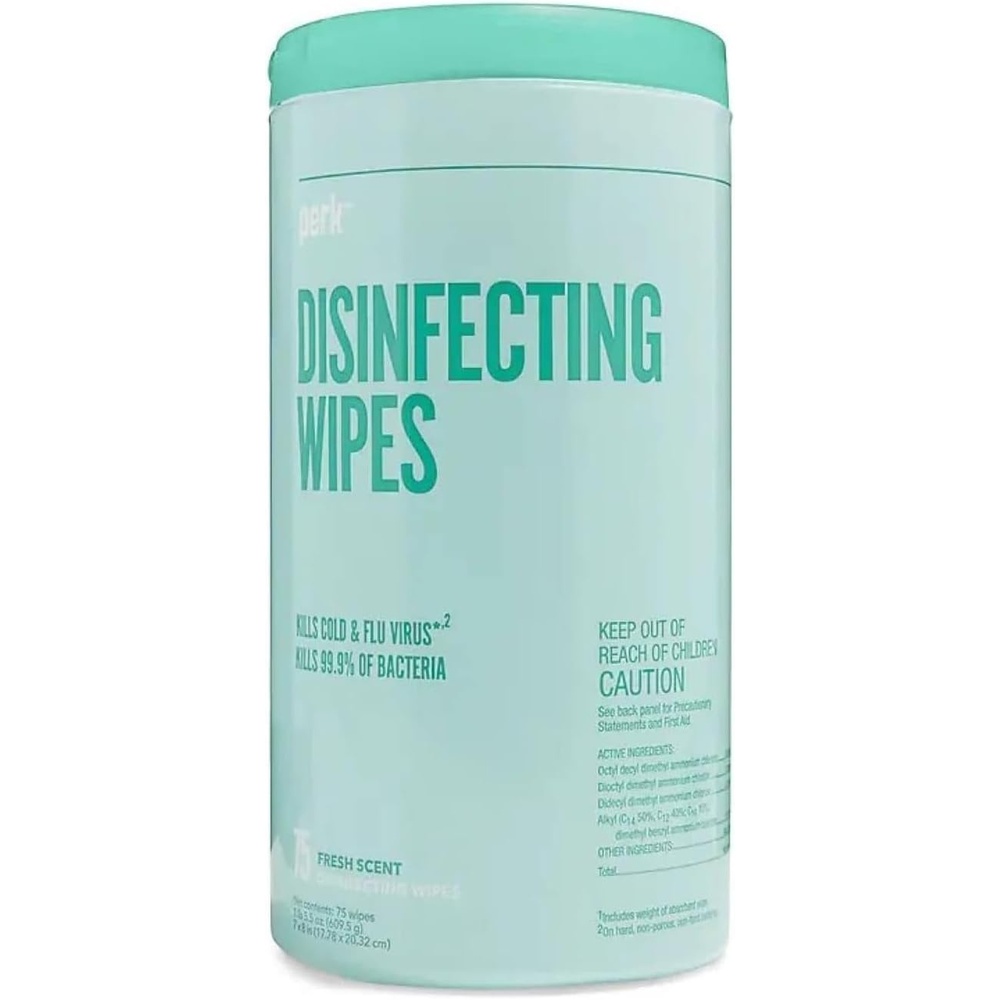 image:imagePerk Disinfecting Wipes Fresh Scent 75 WipesCanister 6Pack MultiSurface Cleaning Wipes for Home Office amp Classroom6 Pack
