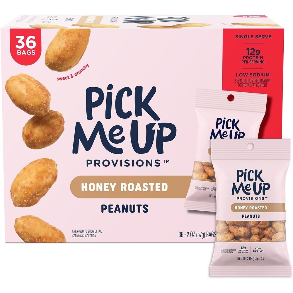 image:imagePick Me Up Provisions Roasted amp Salted Peanuts 36 SingleServe 2 oz Bags HighProtein Snack Packs for Work Travel amp LunchesHoney Peanuts