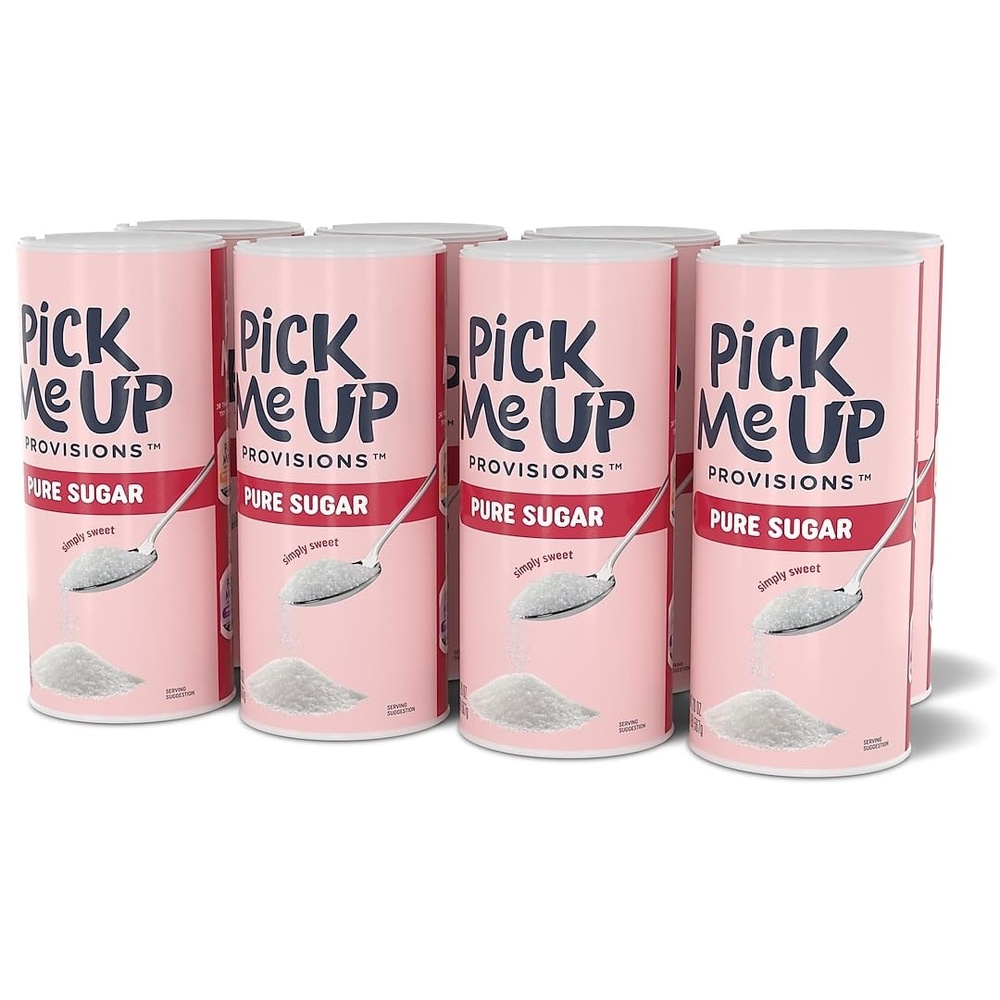 image:imagePick Me Up Provisions White Granulated Sugar 22 Oz Canister 8 Pack Pure Cane Sugar Coffee amp Beverage Sweetener Breakroom Office