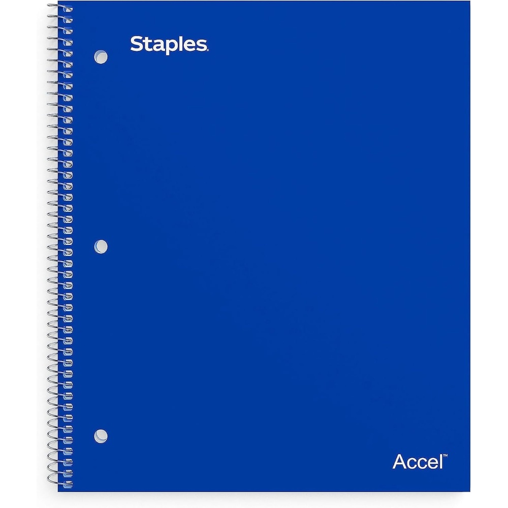 image:imageSTAPLES Accel 5Subject Notebook 85 x 11 College Ruled 200 Sheets Assorted Colors 3Pack