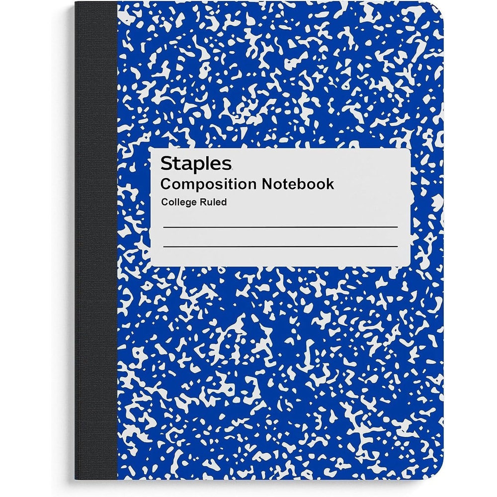 image:imageSTAPLES Composition Notebook 975 x 75 College Ruled 100 Sheets Assorted Colors 48CartonBlue