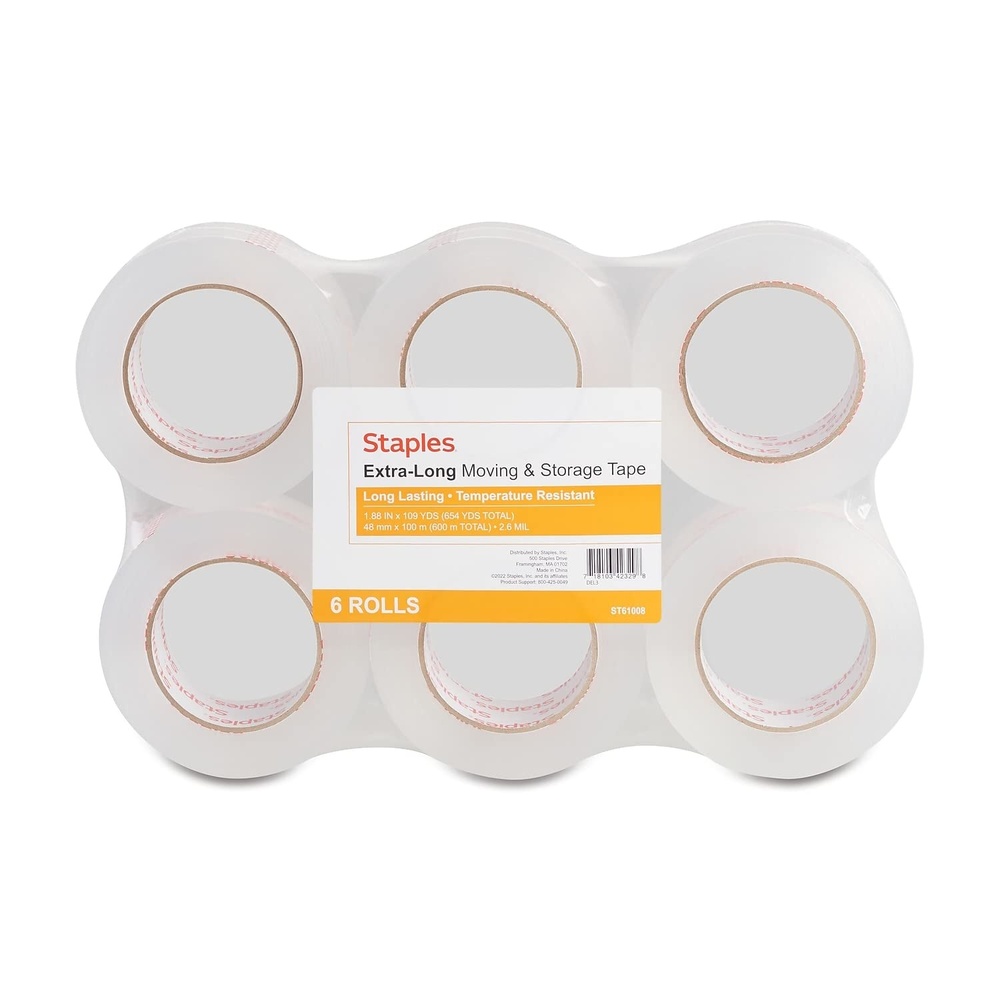 image:imageSTAPLES ExtraLong Moving amp Storage Tape 188 x 109 Yards Clear 12Carton ST6100852208VS