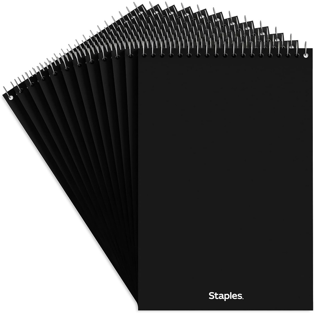 image:imageSTAPLES Steno Notepads 6 x 9 Gregg Ruled Top Wirebound 80 Sheets 12PackWhite Paper
