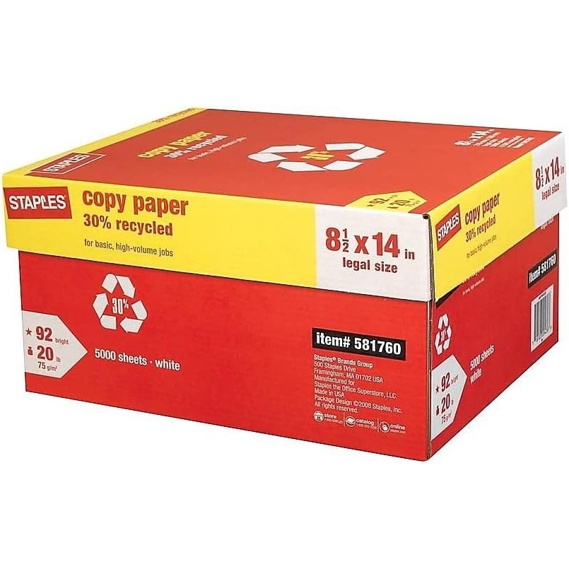 image:imageStaples 30 Recycled 11x17 Paper 20 lbs 92 Bright 500Ream For Office School amp Home85 x 14