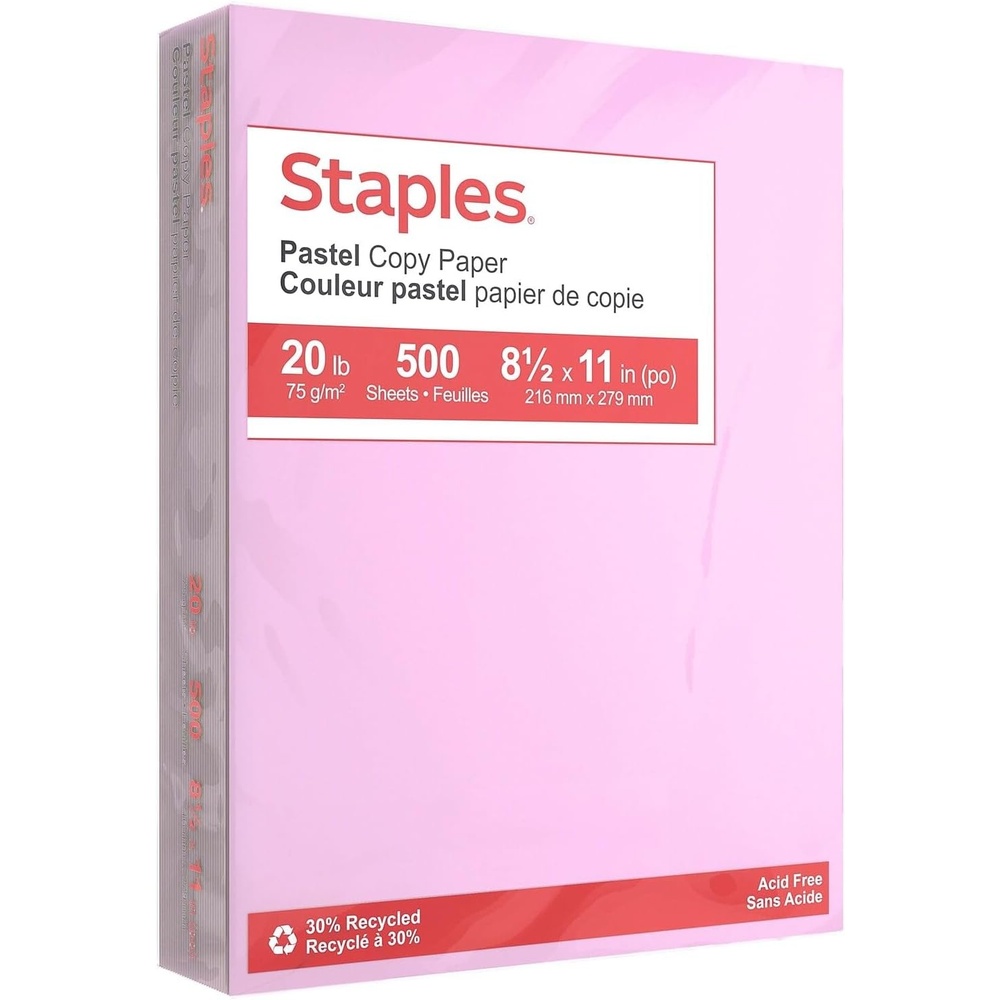image:imageStaples 30 Recycled 85 x 11 Inch 20 lbs 500Sheets Pack Blue For Office School amp HomeLilac