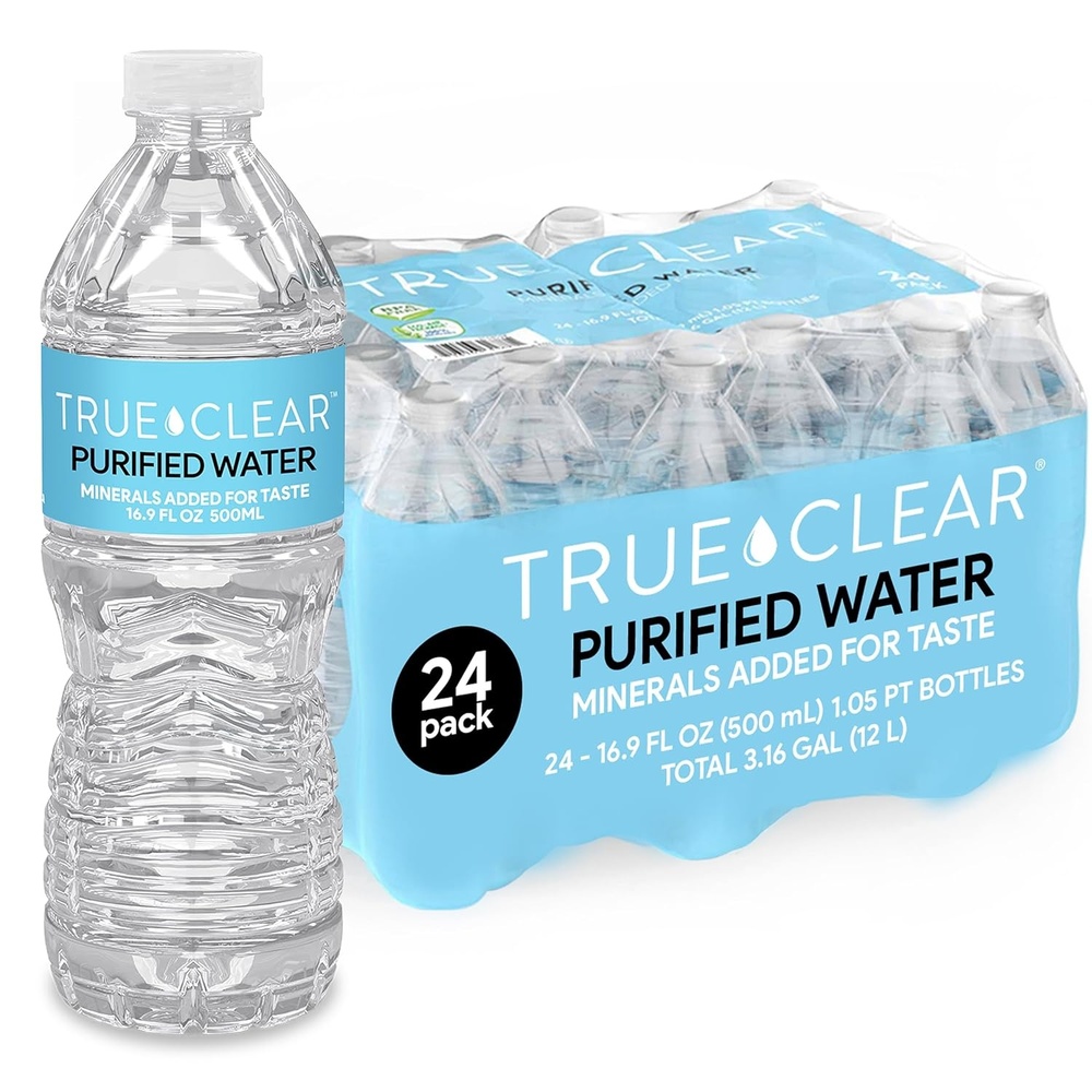 image:imageStaples True Clear Purified Drinking Water 8 fl oz Bottles 24Pack BPAFree Recyclable Bottles for Lunches Travel Sports and Office Breakrooms169 Fl Oz Pack of 24