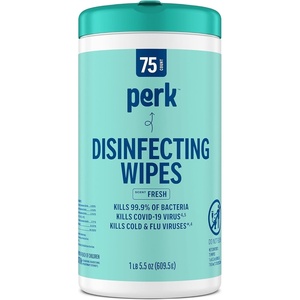 image:imagePerk Disinfecting Wipes Fresh Scent 75 WipesCanister 6Pack  MultiSurface Cleaning Wipes for Home Office amp Classroom1 Pack