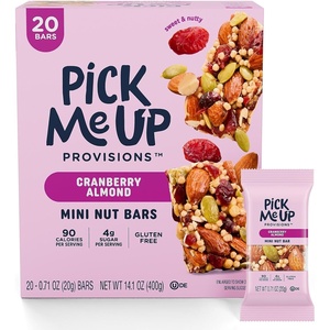 image:imagePick Me Up Provisions Mini Peanut Butter Dark Chocolate Nut Bar 20 Bars Perfect for Lunches Protein SnackCranberry Almond