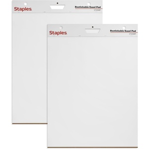 image:imageSTAPLES Easel Pad  Repositionable Large Flip Chart Paper 25x30 30 Sheets 2 Pack White Recycled Material25 x 30