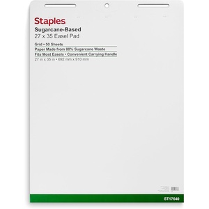 image:imageSTAPLES Easel Pad  Repositionable Large Flip Chart Paper 25x30 30 Sheets 2 Pack White Recycled Material27 x 35 Grid