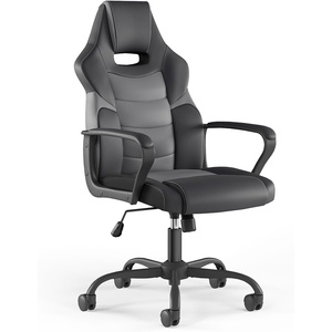 image:imageSTAPLES Emerge Vector Luxura Faux Leather Gaming Chair Black amp Gray