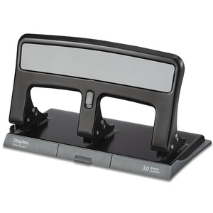 image:imageStaples OneTouch HeavyDuty 3Hole Punch 30Sheet Capacity Black  LowForce Punch
