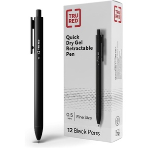 image:imageTRU RED Retractable Gel Pens Medium Point 07mm Black Ink 12 Pack  QuickDry Pens for NoSmear Notes amp Office WritingBlack