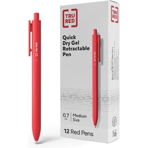image:imageTRU RED Retractable Gel Pens Medium Point 07mm Black Ink 12 Pack  QuickDry Pens for NoSmear Notes amp Office WritingRed