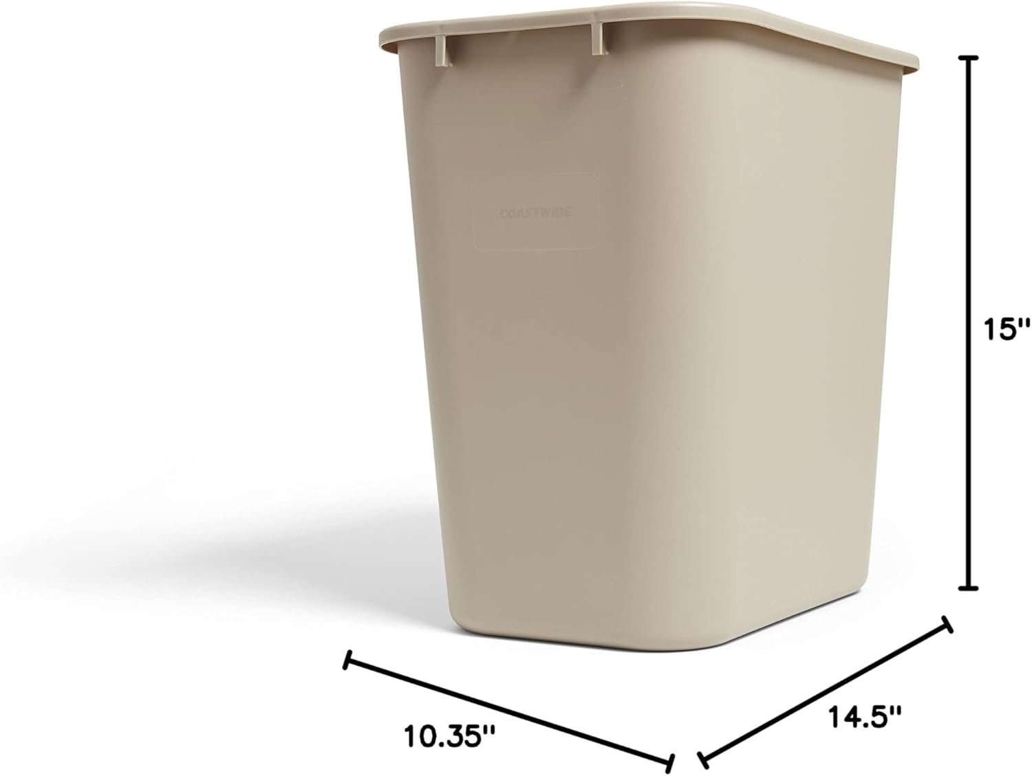 image:imageCOASTWIDE Professional Indoor Trash Can Without Lid Black Soft Molded Plastic 7 Gallon CW56429Beige