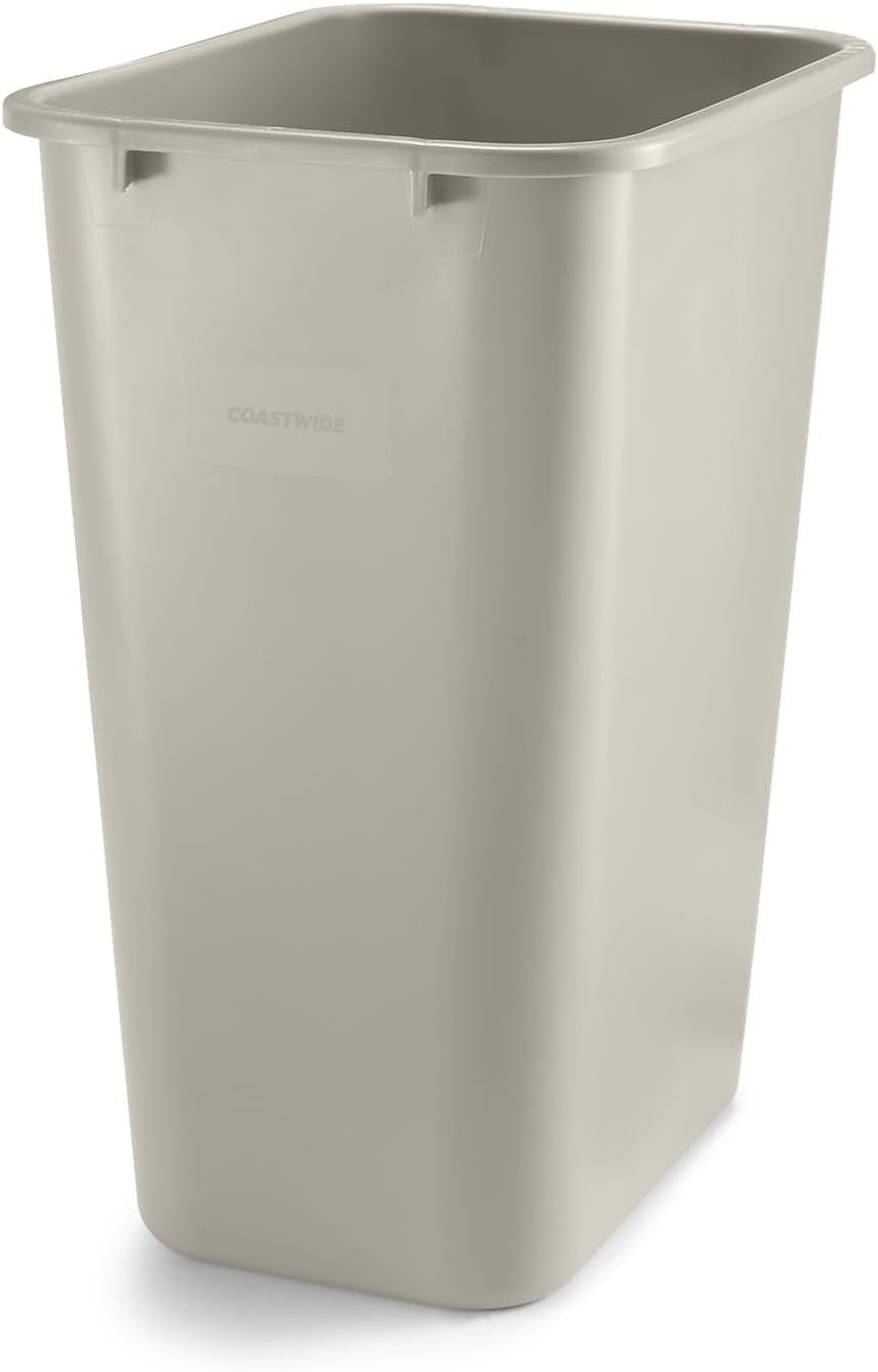 image:imageCOASTWIDE Professional Indoor Trash Can Without Lid Black Soft Molded Plastic 7 Gallon CW56429Beige