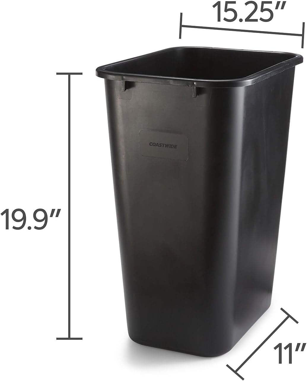 image:imageCOASTWIDE Professional Indoor Trash Can Without Lid Black Soft Molded Plastic 7 Gallon CW56429Black