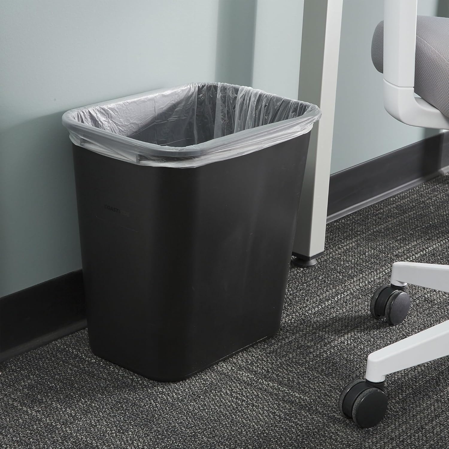 image:imageCOASTWIDE Professional Indoor Trash Can Without Lid Black Soft Molded Plastic 7 Gallon CW56429Black