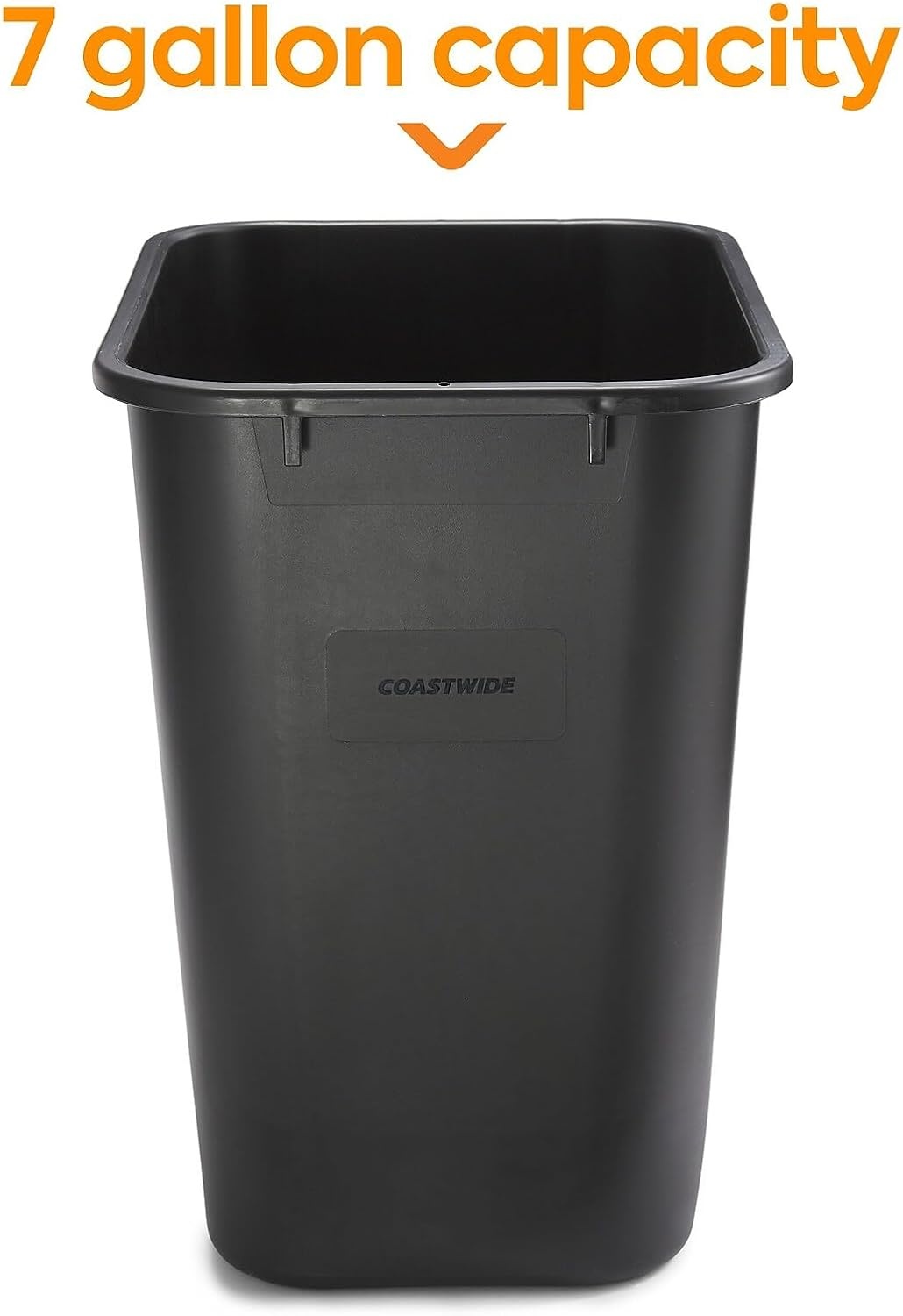 image:imageCOASTWIDE Professional Indoor Trash Can Without Lid Black Soft Molded Plastic 7 Gallon CW56429Black