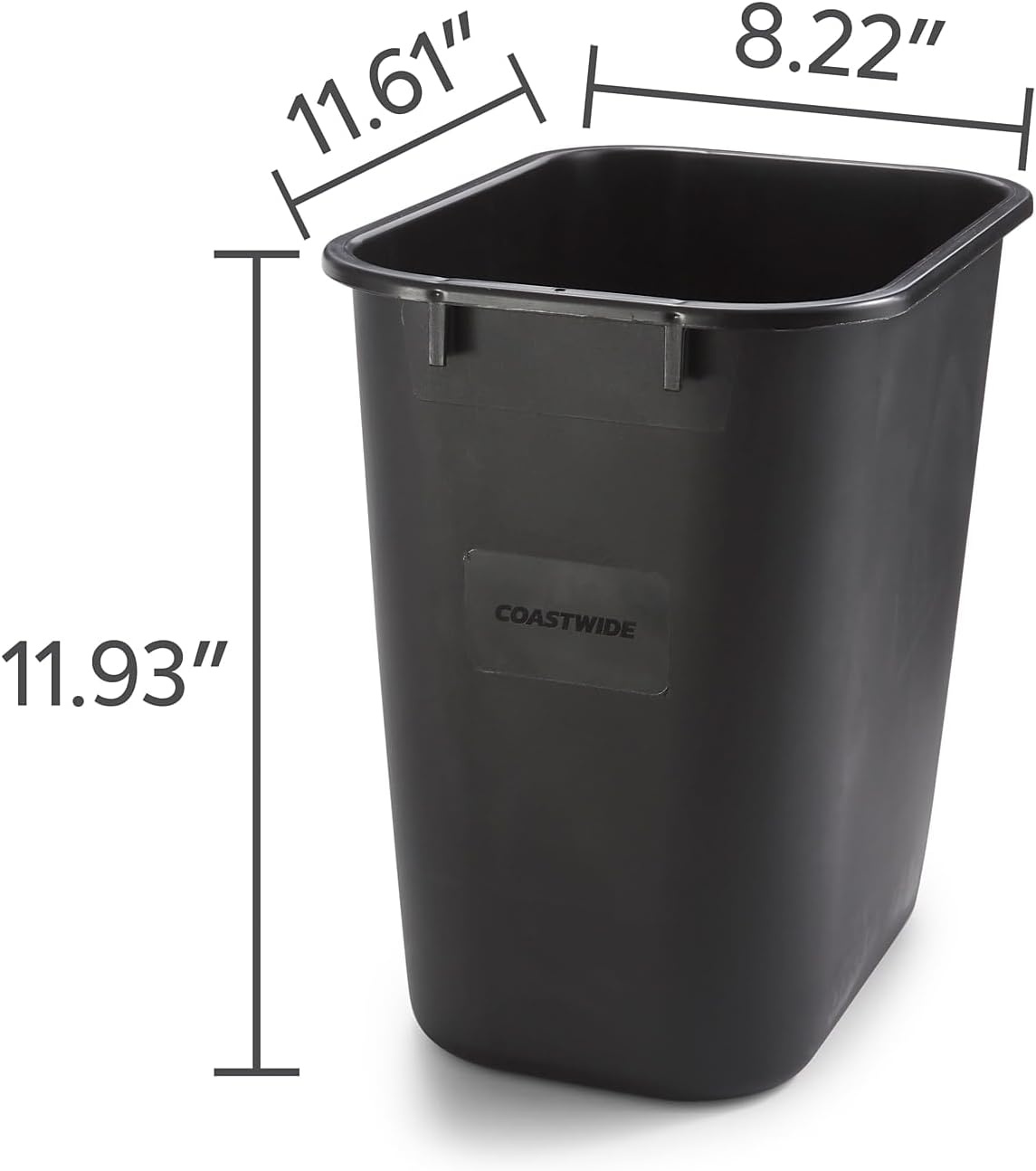 image:imageCOASTWIDE Professional Indoor Trash Can Without Lid Black Soft Molded Plastic 7 Gallon CW56429Black