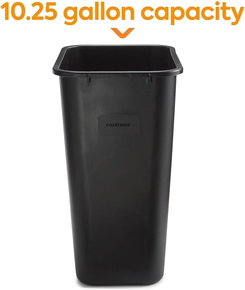 image:imageCOASTWIDE Professional Indoor Trash Can Without Lid Black Soft Molded Plastic 7 Gallon CW56429Black