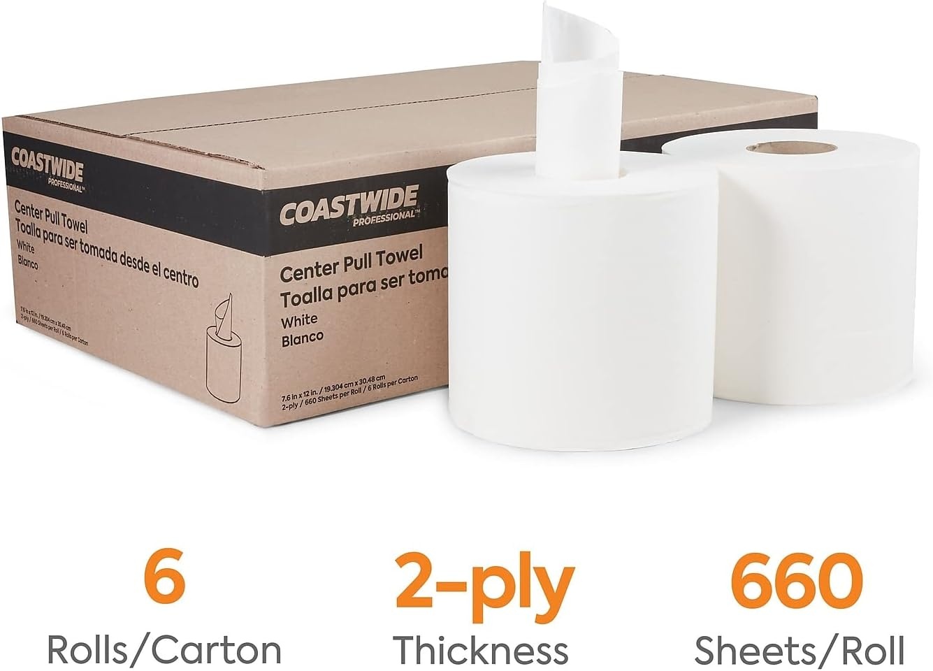 image:imageCoastwide Professional Recycled Centerpull Paper Towels 2ply 600 SheetsRoll 6 RollsPackStandard
